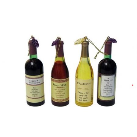 Kurt S. Adler ACRYLIC WINE BOTTLE ORN 4/ASSTD.