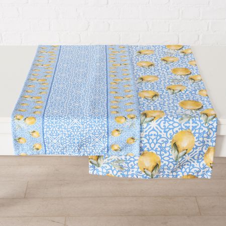 Tischläufer Capri, 2-fach sortiert, L 140 cm, Mehrfarbig, Ornament, Motiv, Matt, Blau, Weiß, Gelb