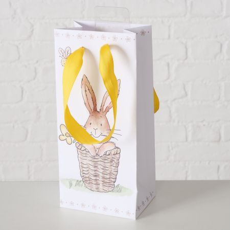 Geschenktüte Charmy, H 22 cm, Mehrfarbig, Motiv, Braun, Weiß, Papier, Polyester
