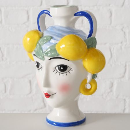 Vase Limona, H 20 cm, Dolomit, Glanz, Mehrfarbig