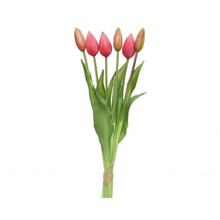Tulp op steel pvc fuchsia bundel a 6 stuks L.10cm x W.10cm x H.40cm