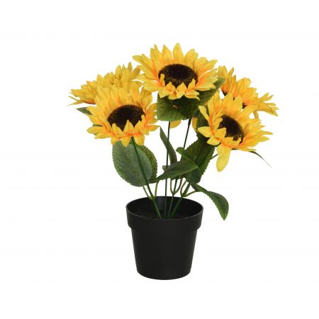 Zonnebloem in pot polyester geel/kleur(en) L.25cm x W.25cm x H.28cm
