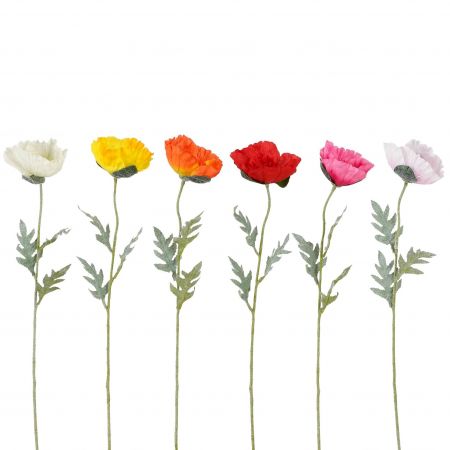 Mohnblume Orange Lila Rot Gelb Creme Rosa 6-fach sortiert - L65cm