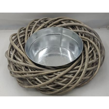 Pot Zinc Willow Wreath H10D45 Grey Wash