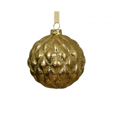 Kerstbal kunststof licht goud dia8cm