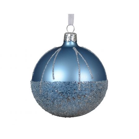 Kerstballen glas ijsblauw dia8cm