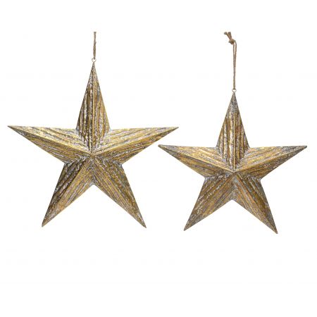 Ster ijzer antiek goud H50 cm