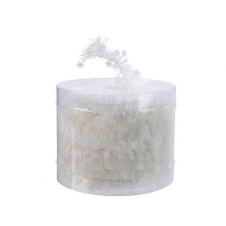 Lametta guirlande pet shiny stars winterwit dia3cm x H.700cm