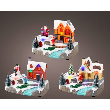 LED scenery plastic steady binnen 3ass kleuren/warm wit/multi L.15.5cm x W.9cm x H.13.5cm