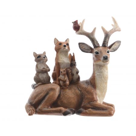 Rendier polyresin reindeer animals bruin L.9.5cm x W.14cm x H.15cm