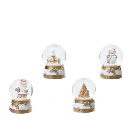 Schudbol polyresin 4ass wit/goud dia4.5cm x H.6.2cm