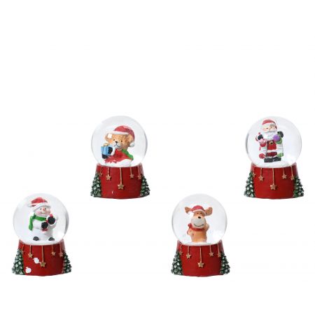 Schudbol polyresin 4ass rood/kleur(en) dia4.5cm x H.6.2cm