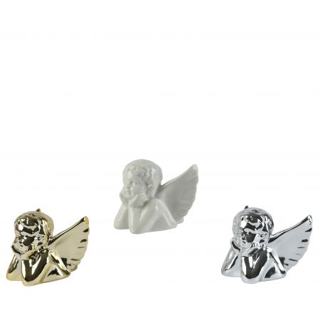 Kandelaar porselein 3col ass assortie L.9.5cm x W.8cm x H.7.5cm
