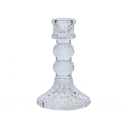 Kandelaar glas helder L.8cm x W.8cm x H.12.5cm