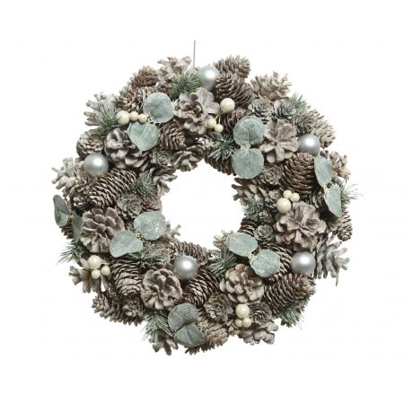 Krans dennenappel frost plc baubles, berries, pine green, pearls groen/kleur(en) H.8.5cm