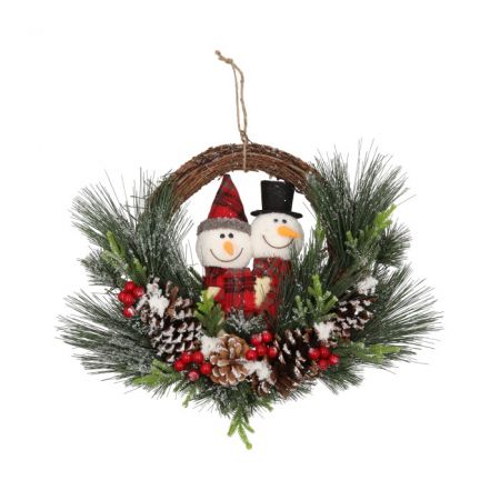 Wreath Ring Snowman H8D32 Natural