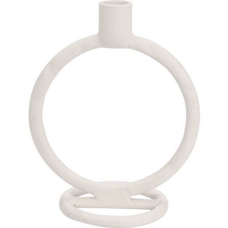 KANDELAAR 15X19CM ROND WIT