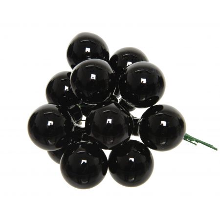 Kerstballen op draad glas shiny zwart dia2.5cm