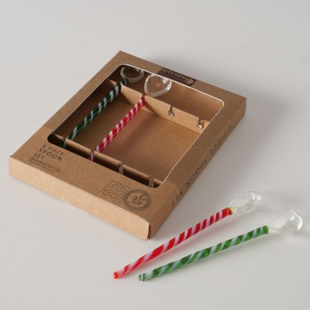 Löffel Swirly, 4-teilig Glas, Einfarbig, Grün, Rot
