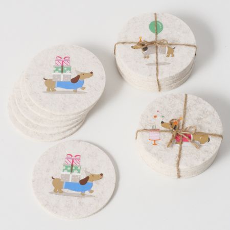 Untersetzer Tweety, 6-teilig, 3-sortiert, D 10 cm, Polyesterfilz, Flammendes Muster, Mehrfarbig, Motiv