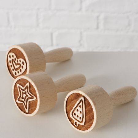 Keksstempel Bakery, 3-teilig 3-sortiert H 8,2 cm, Buche (Fagus sylvatica), Nein, Mehrfarbig, Motiv