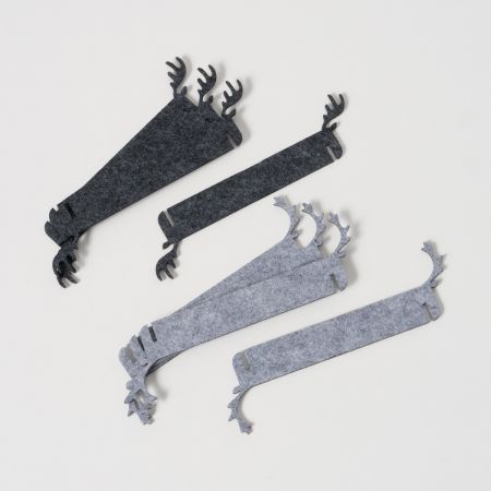 Serviettenring Antler, 8-teilig, Polyesterfilz, Einfarbig, Grün, Grau