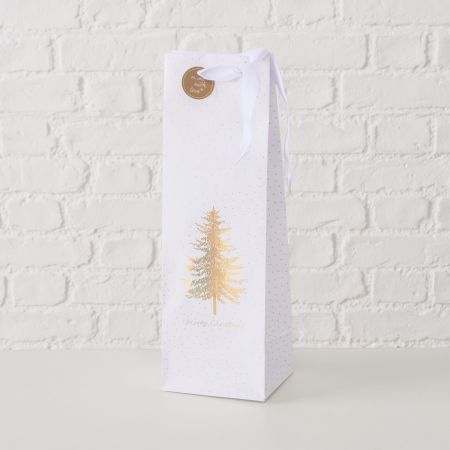 Geschenktüte Platina, H 37 cm, Mehrfarbig, Motiv, Spruch, Gold, Weiß, Papier, Polyester
