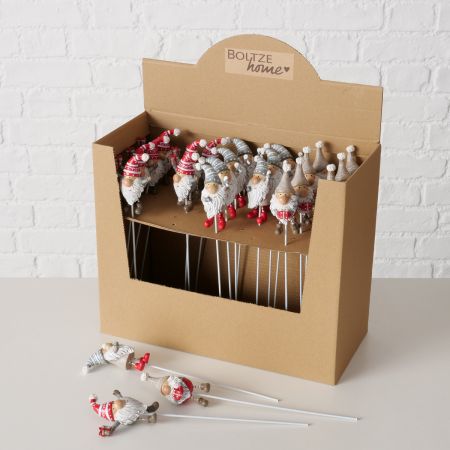 Pflanzstecker Fiete, 3-sortiert, Thekendisplay, Weihnachtsmann, H 24 cm, Synthetisches Harz