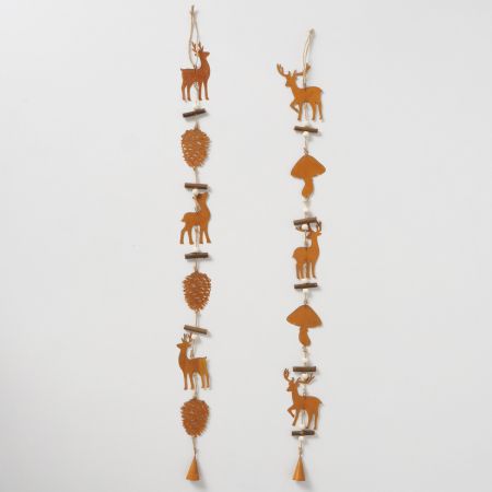 Girlande Rusty, 2-sortiert L 6 cm, H 73 cm, Schima (Theaceae), Lackiertes Eisen, Kunststoff, Mehrfarbig