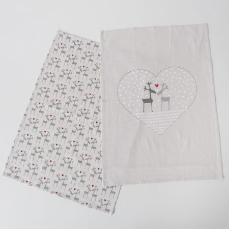 Geschirrtuch Lovelies, 2-teilig, Baumwolle, Grau, Beige, L 70 cm, B 50 cm