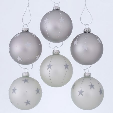 Weihnachtskugel Matthew, 6-sortiert Thekenauslage, D 8 cm, glänzend lackiert, Einfarbig