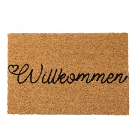 Fußmatte Willkommen, L 60 cm, PVC, Kokos, schwarz, natur, Mehrfarbig, Spruch/Text