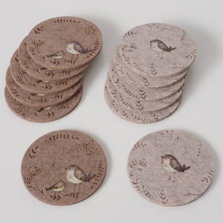 Untersetzer Wrennie, 6-teilig, 2-sortiert, B 10 cm, Polyesterfilz, Nein, Einfarbig, Motiv
