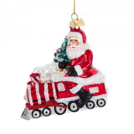 5"NOBLE GEMS GLASS PEPPERMINT SANTA