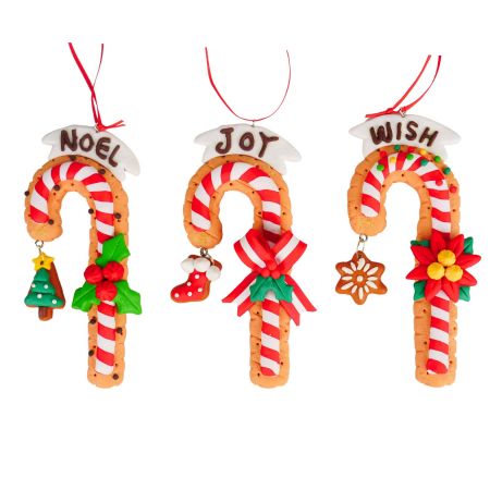 5.4"-5.6"H CLAY DOUGH CANDY CANE ORNA X 3.