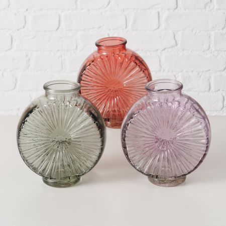 Vase Gebby, 3 sort., H 18 cm, Lackiertes Glas, Glanz, Uni