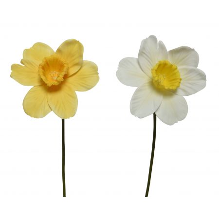 Narcis polyester 2 kleuren assortie per stuk L.11cm x W.11cm x H.39cm
