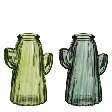 Vase aus Glas dunkelgrün 2-fach sortiert - H15cm